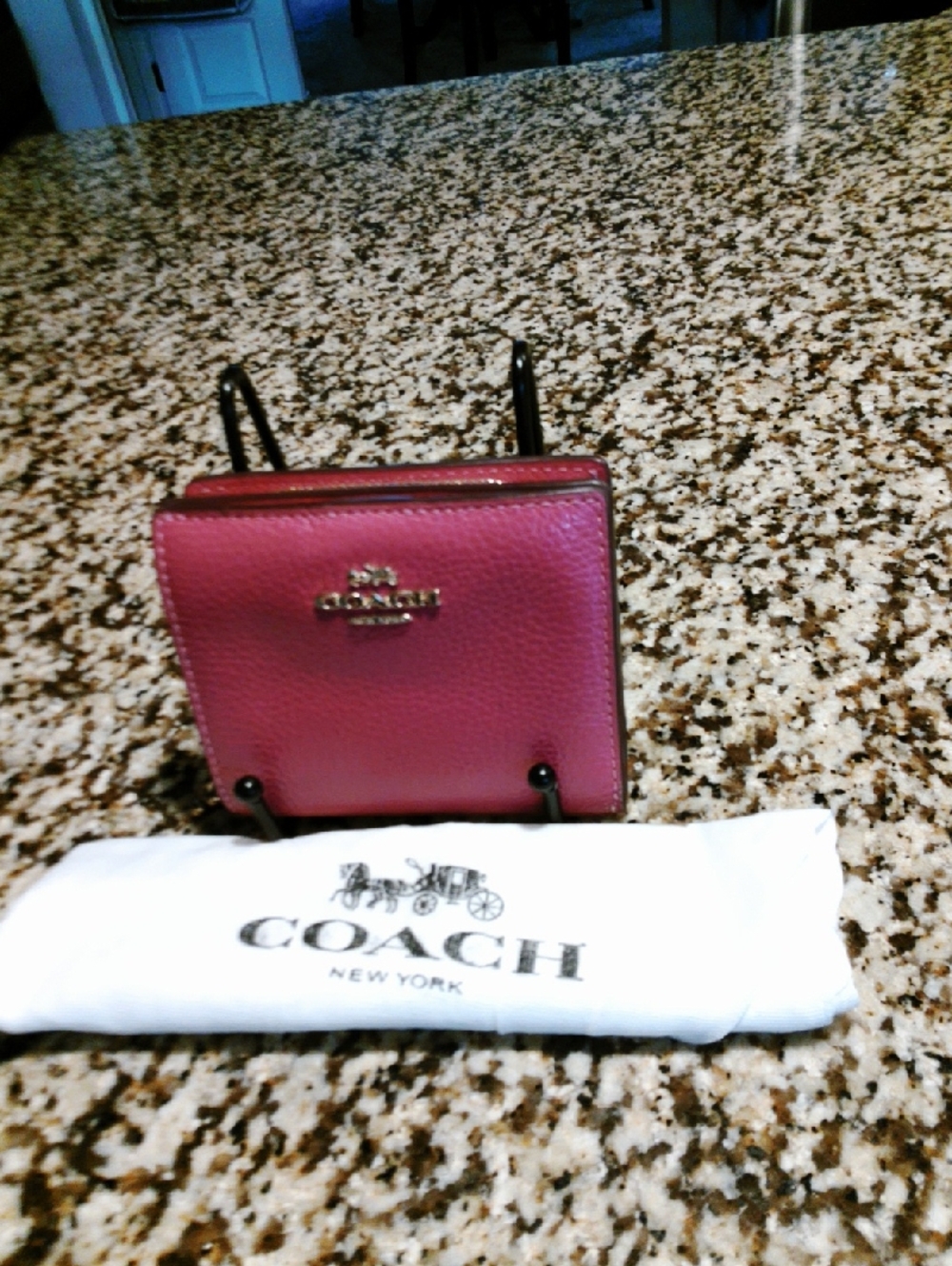 Coach Pink Pebbled Leather Small Wallet EUC